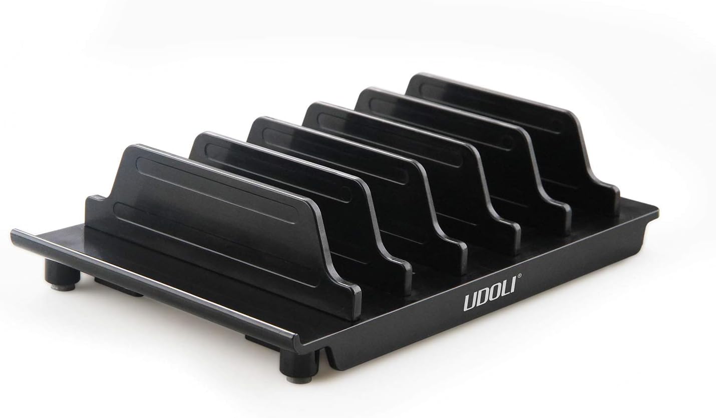 Adjustable Universal Multi Device Organizer Dock Stand Holder, Tablet Cell Phone Desktop Stand for iPhone Samsung Galaxy Google Nexus Kindle (Black)- No Charging Port