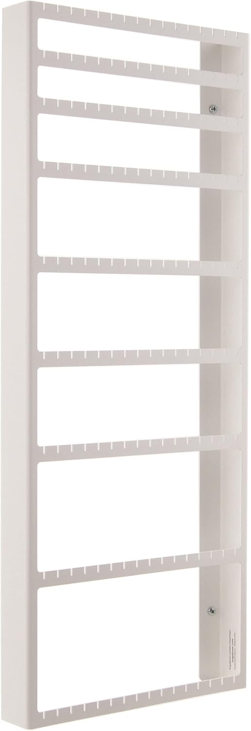 Angelynn's Wall Mounted Big and Small Earring Holder Organizer Display Women Long Post Stud Large Dangle Hoop Pierced Earrings, Hanging Closet Jewelry Storage Rack, Mary White 9"x23"