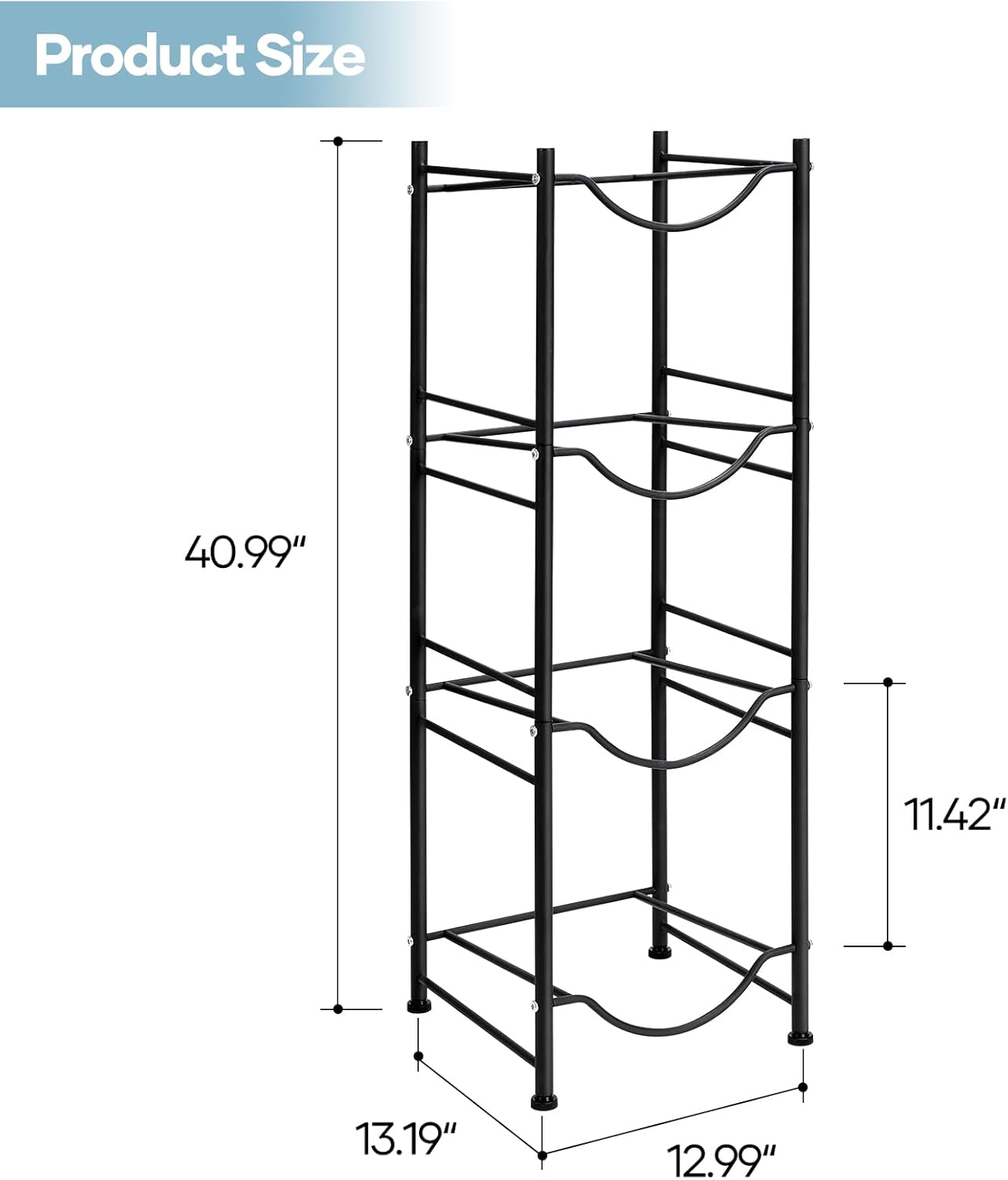 SEHERTIWY 5 Gallon Water Cooler Jug Rack, 4 Tier Detachable Water Bottle Storage Rack, Heavy Duty Water Bottle Organization for Home, Office