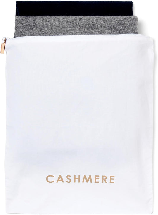 Cashmere Wool Sweater Storage Bag Pouch Set with integrated Cedar Wood