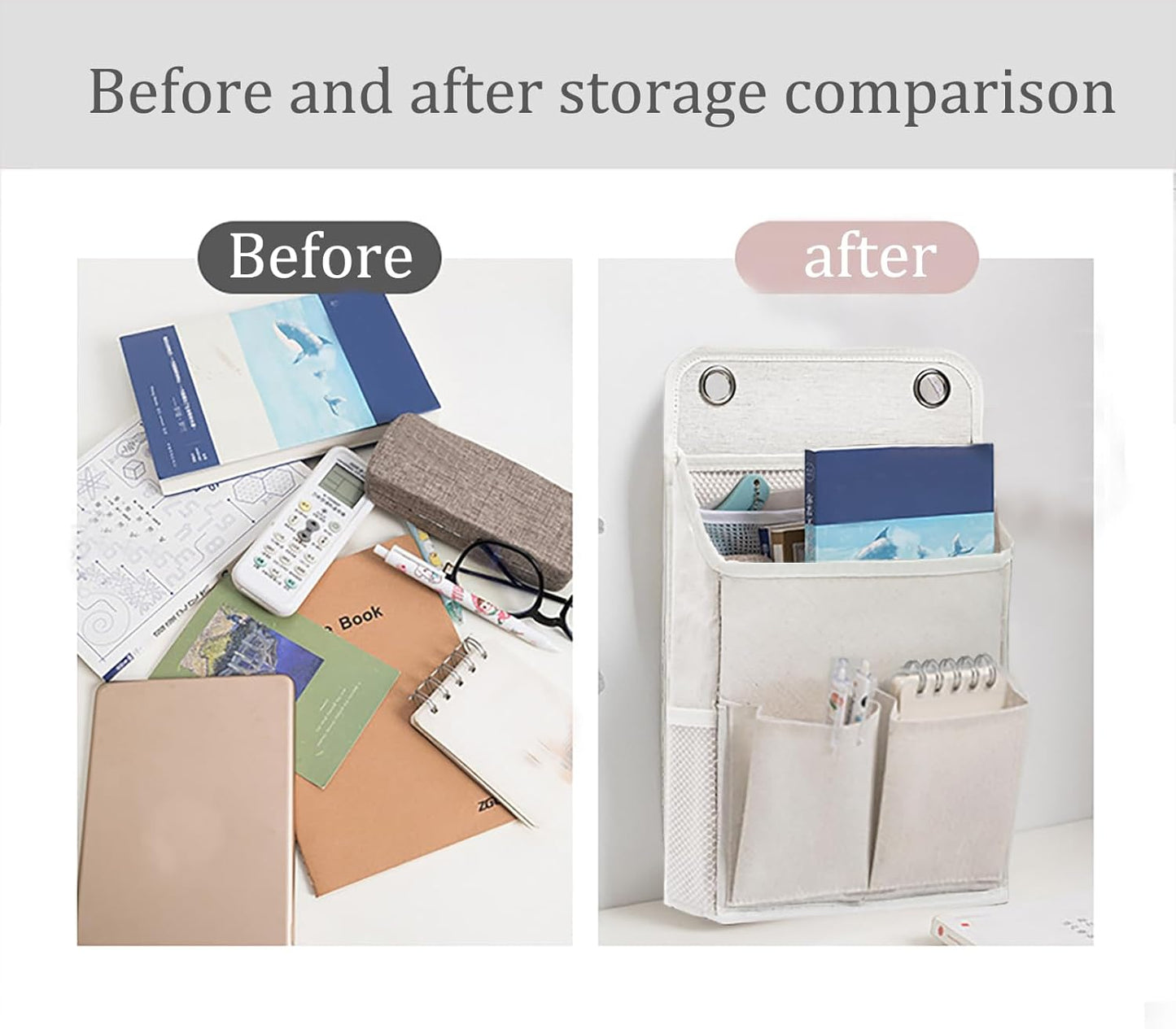 2-Pack Hanging Storage Organizer, Over The Door Hanging Bags/Wall Baskets Storage with Pockets for Home, RV, Office and More (2, White)