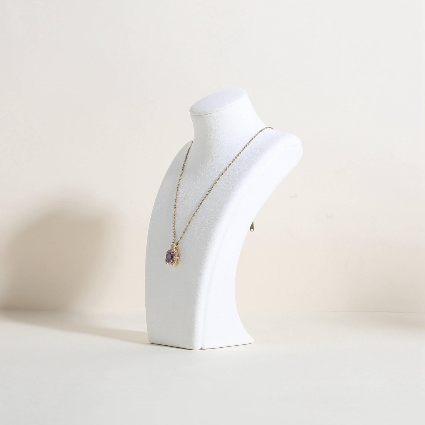 GemeShou White necklace storage organizer for sale, Velvet necklace holder stand, jewelry bust display stands, Jewelry Mannequin for Countertop, Showcase【White-Small height 7.68 inch】