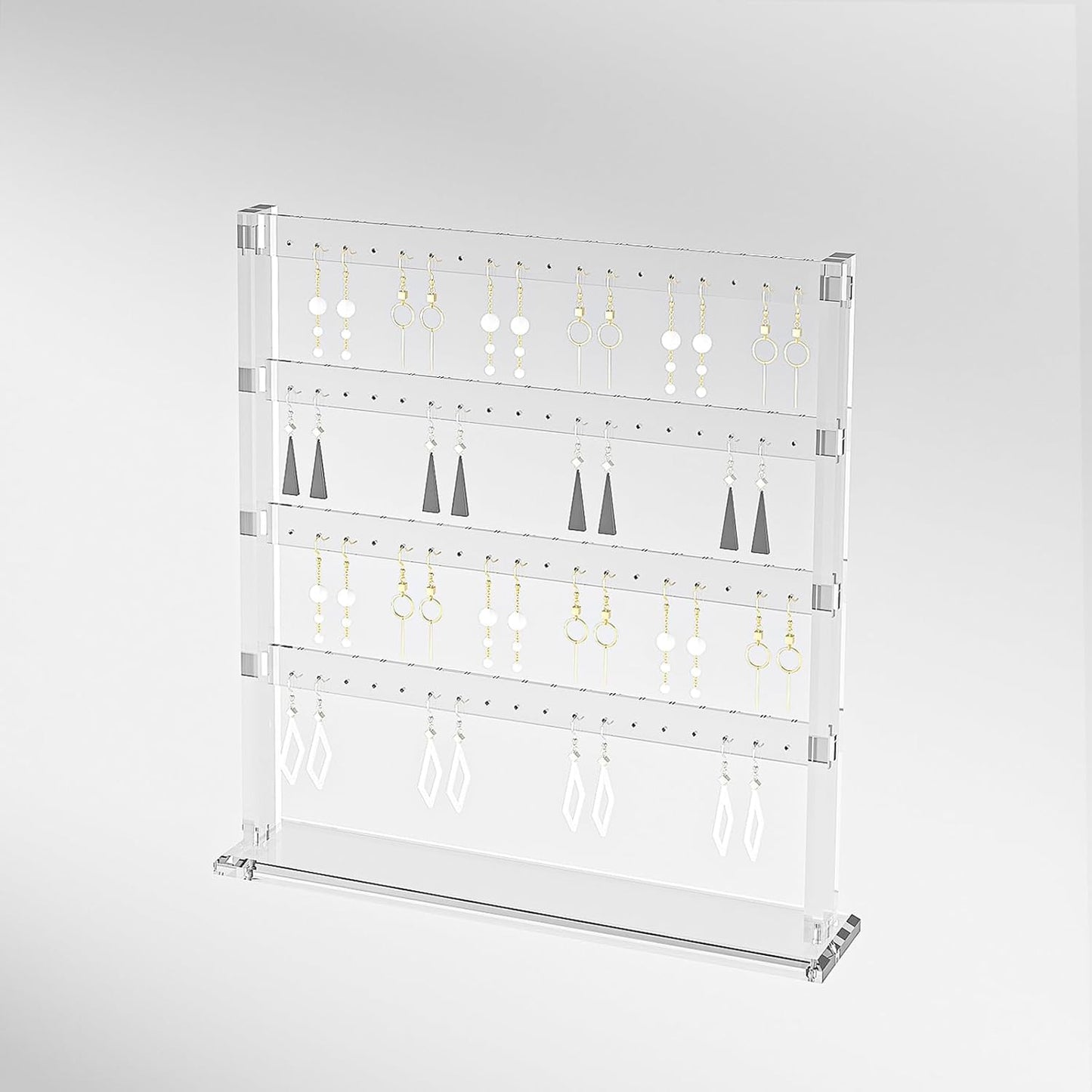 Coward Acrylic Earring Holder Stand, Tabletop Earring Jewelry Easel Display, Earring Jewelry Holder Organizer for Home Use or Store Selling Show (4layer)