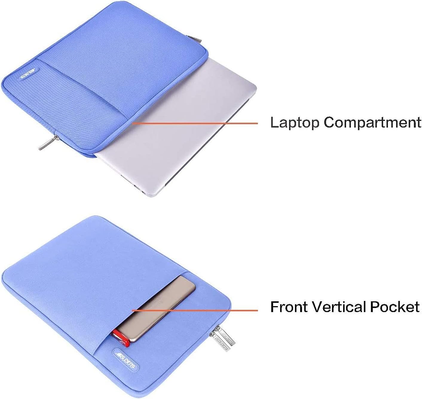 MOSISO Laptop Case 16 inch, 15-15.6 inch Laptop Sleeve Compatible with MacBook Pro 16 M4 M3 M2 M1, HP Acer Dell Lenovo ASUS Notebook, Polyester Vertical Computer Sleeve Bag with Pocket, Slate Blue