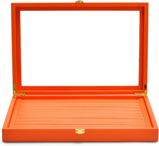 Oirlv Premium Leather Jewelry Display Tray with Acrylic Lid Ring Earrings Organizer Box Clear Lid Drawer Insert for Women