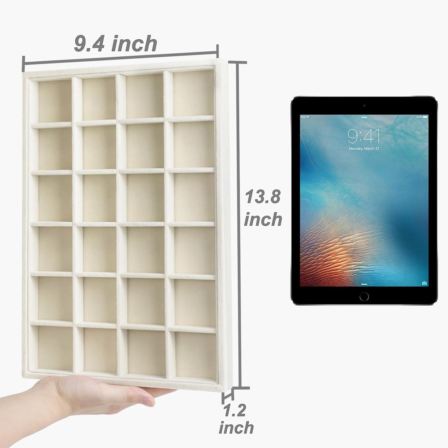 Large Velvet Jewelry Organizer, Velvet Jewelry Organizer Sunglasses Storage Organizers, Large Jewelry Drawer Organizer Tray, Eyeglass Organizer Earring Holder Ring Display (Earring Tray)