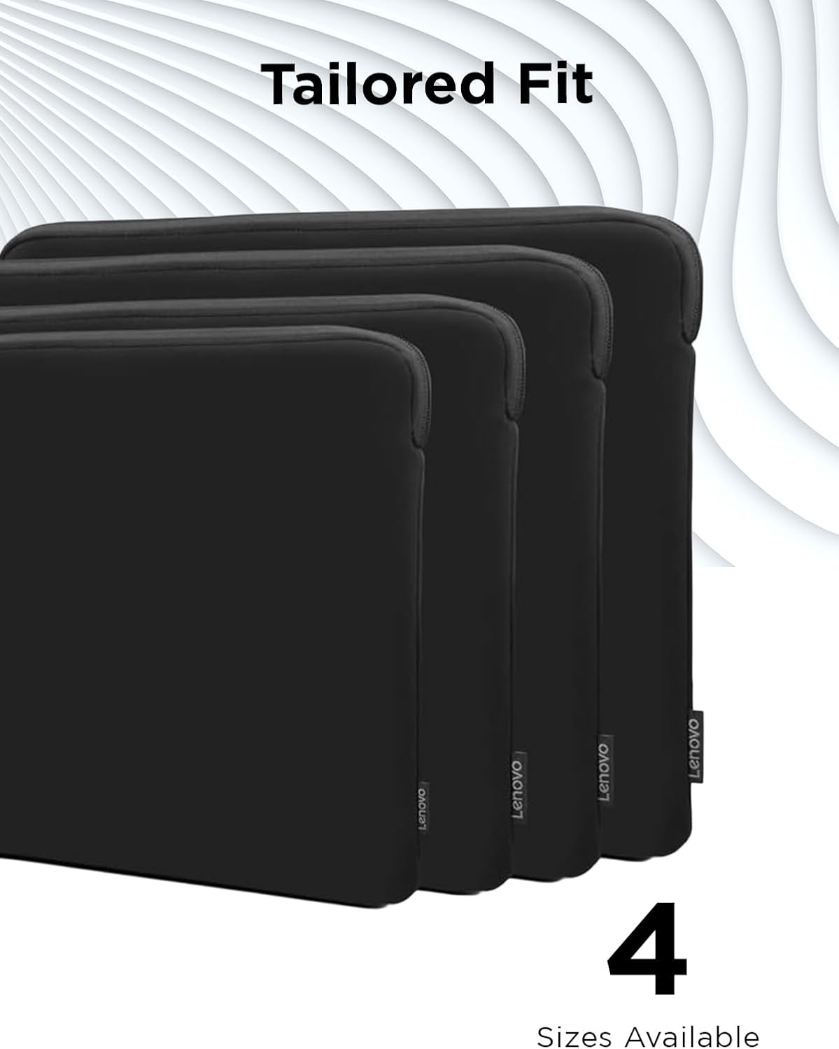 Lenovo Basic Laptop Sleeve 15.6 Inch Notebook/Tablet Compatible with MacBook Air/Pro Neoprene Material - Soft Fleece Lining - Zippered Top Opening - Black