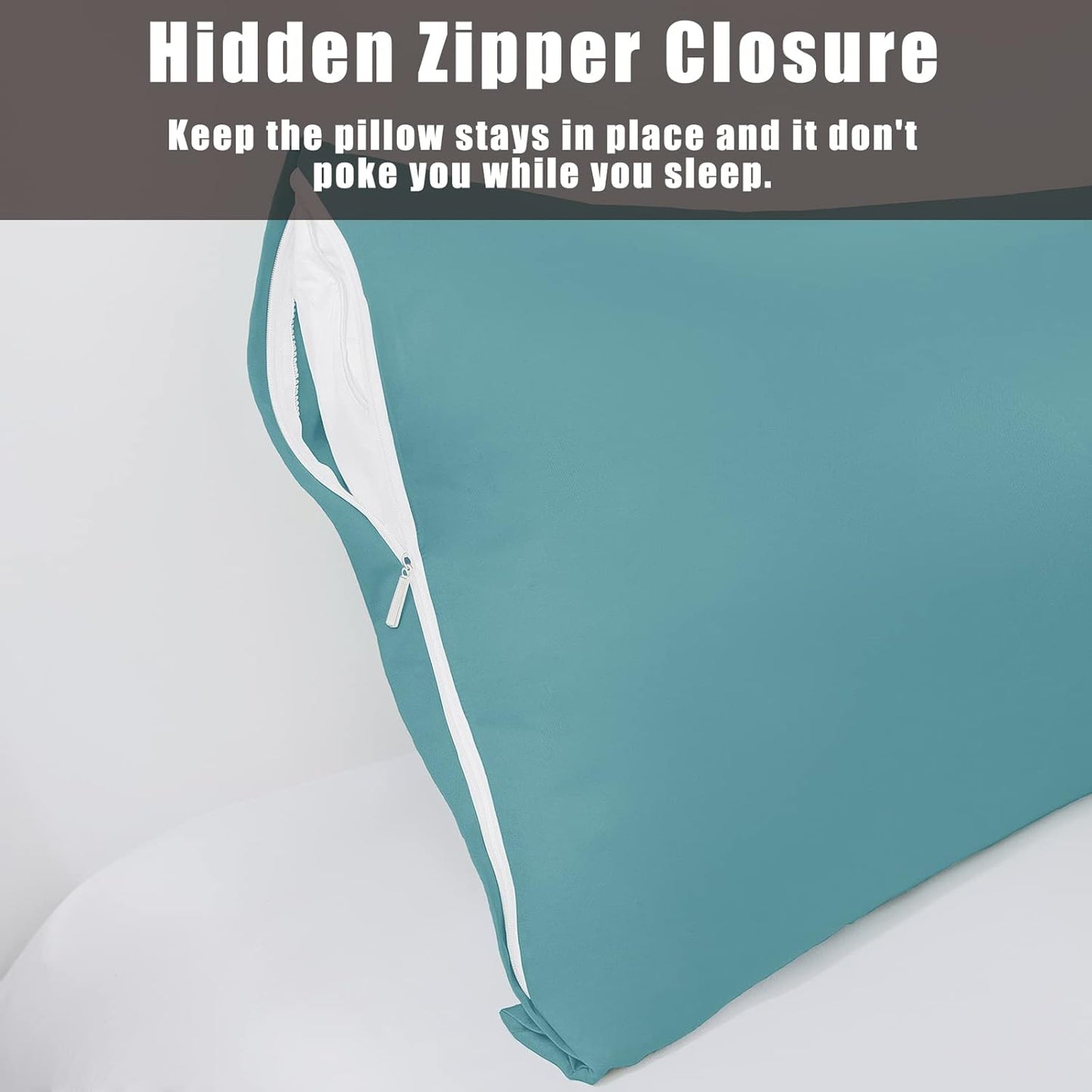 Body Cooling Pillow Cases Cover, Bamboo Rayon Pillowcases with Zipper Closure, Cool and Breathable Pillow Case for Hot Sleepers and Night Sweats, 20x54 inches, Teal