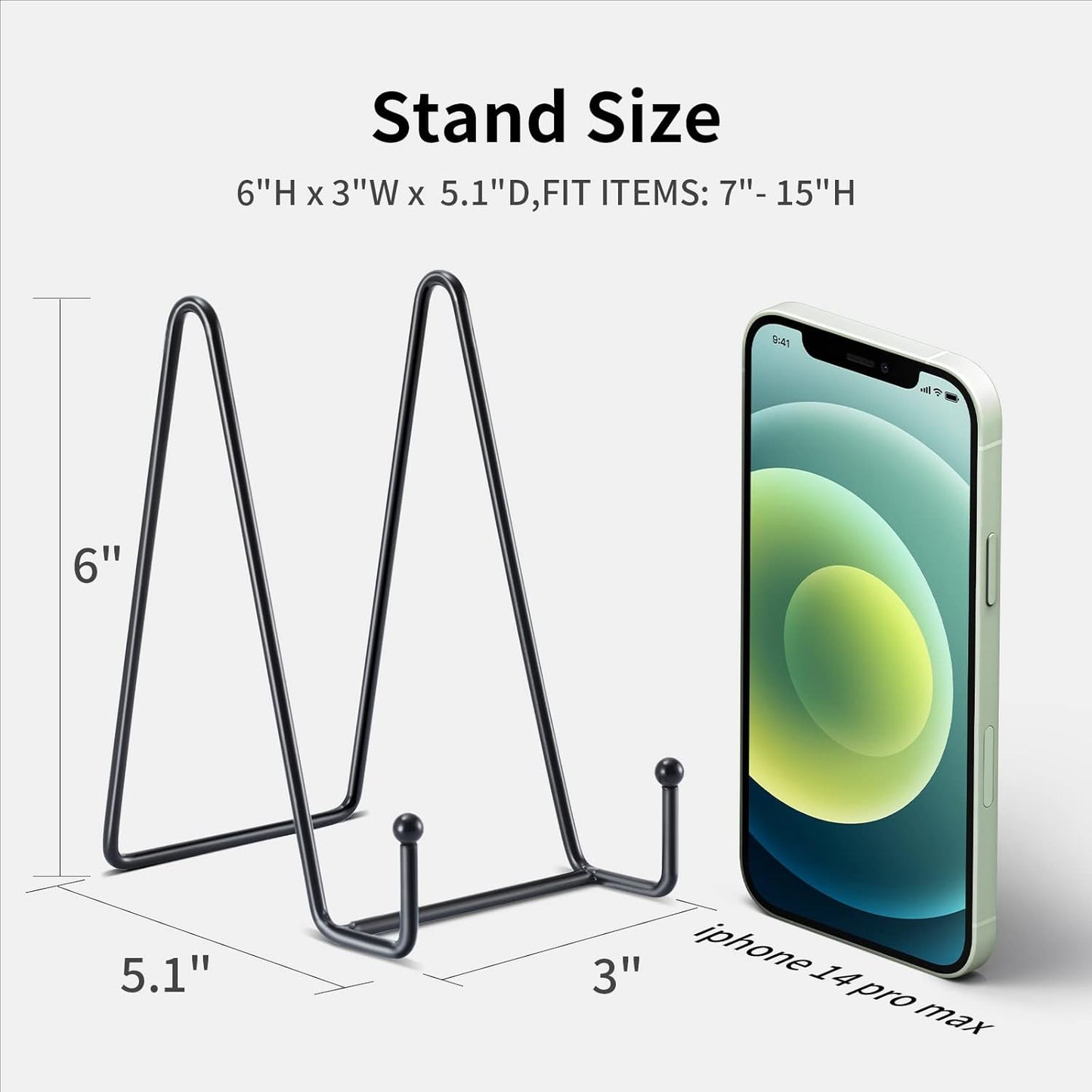 Kruodop 10 Pack Plate Stands for Display, 6 Inch Plate Holder Display Stand, Metal Frame Holder Stands for Book, Pictures, Photo Easel, Tabletop Art