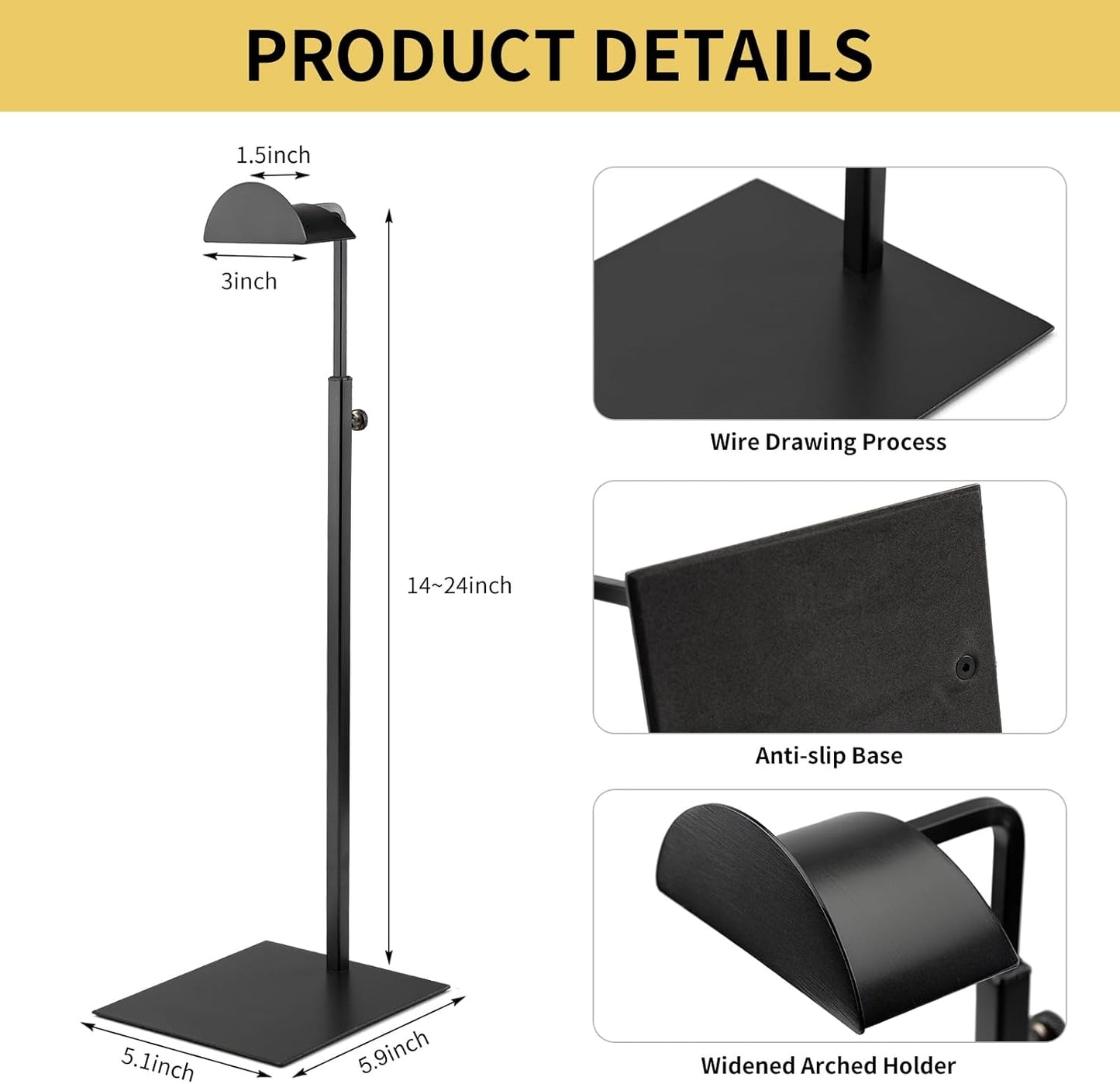 3 Pack Purse Display Stand,Black Purse Rack Stainless Steel Handbag Display Stands Height Adjustable Hook Stands,for Commercial Stores and Parties