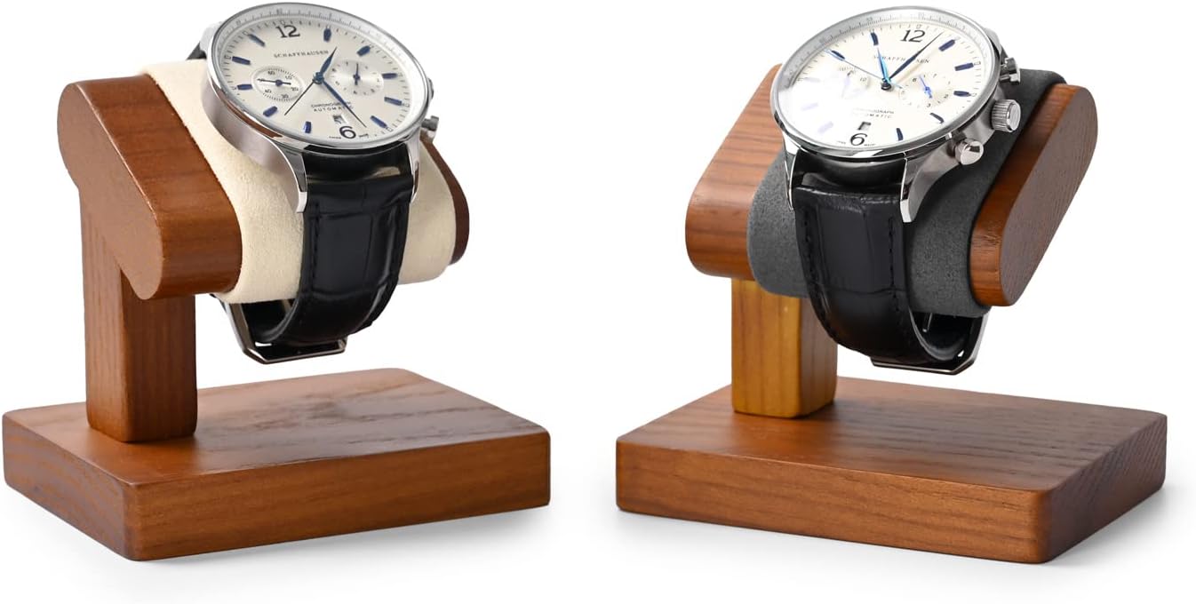 Oirlv Solid Wood Single Watch Display Stand Showcase Bracelet Bangle Jewelry Display Holder Wristwatch Holder for Men or Women(Black)