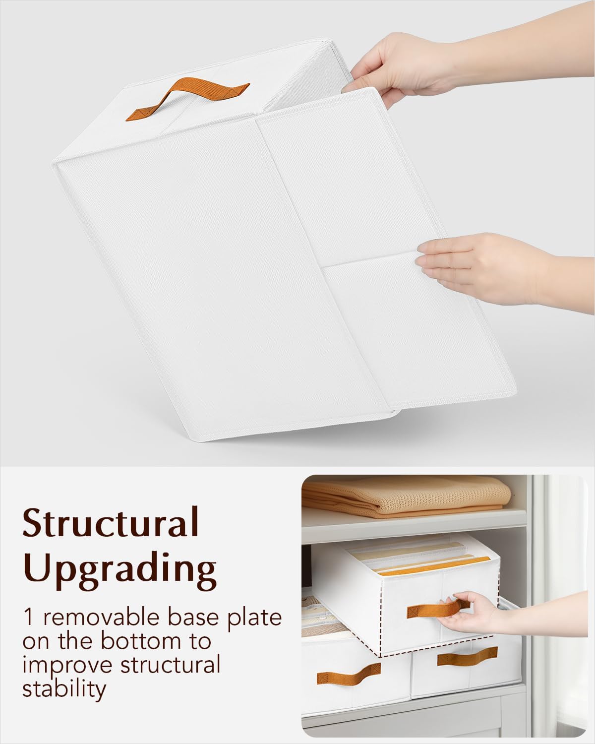 Clothes Organizers and Storage - 4/5/7 Grids Fabric Jeans Organizer with Handles, Foldable Closet Organizers Dividers, Wardrobe organizer for Pant, Sweater, T-shirt, Scarf, 3 Pack, White