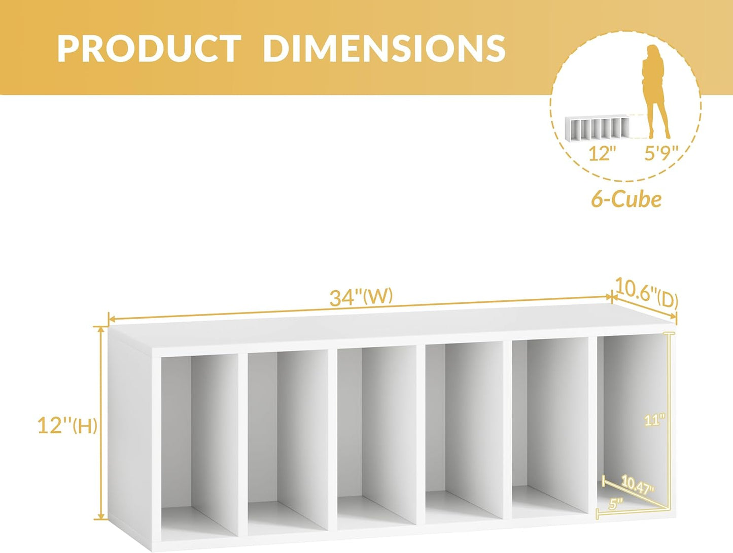 IOTXY DIY Modular Cube Bookcase - CubeXY Customizable Stackable Expandable Basic Shelving Units, 6-Cube Wooden Open Bookshelf with Removable Shelves for Books Organizer, White