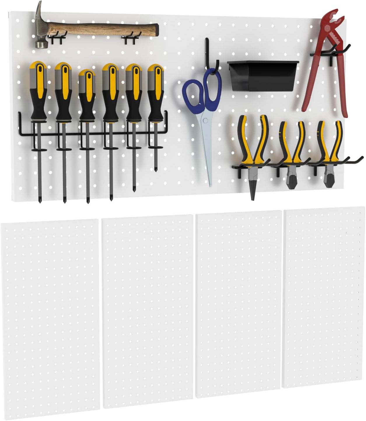 4 PCS - 12" W x 24" H x 0.78" D Metal Pegboard Wall Organizer, Compatible with All 1/8" and 1/4" Hooks, Suitable for Wall Home, Garage Tool Storage, Office Organization, Craft Room, Kitchen