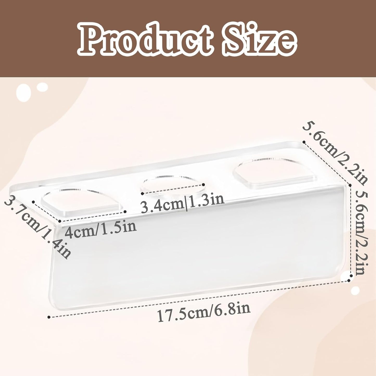 Hair Brush Holder, Hair Brush Organizer with 3 Holes, Wall Mounted Transparent Storage Holder, No Drilling, for Combs, Curling Irons, Flat Irons