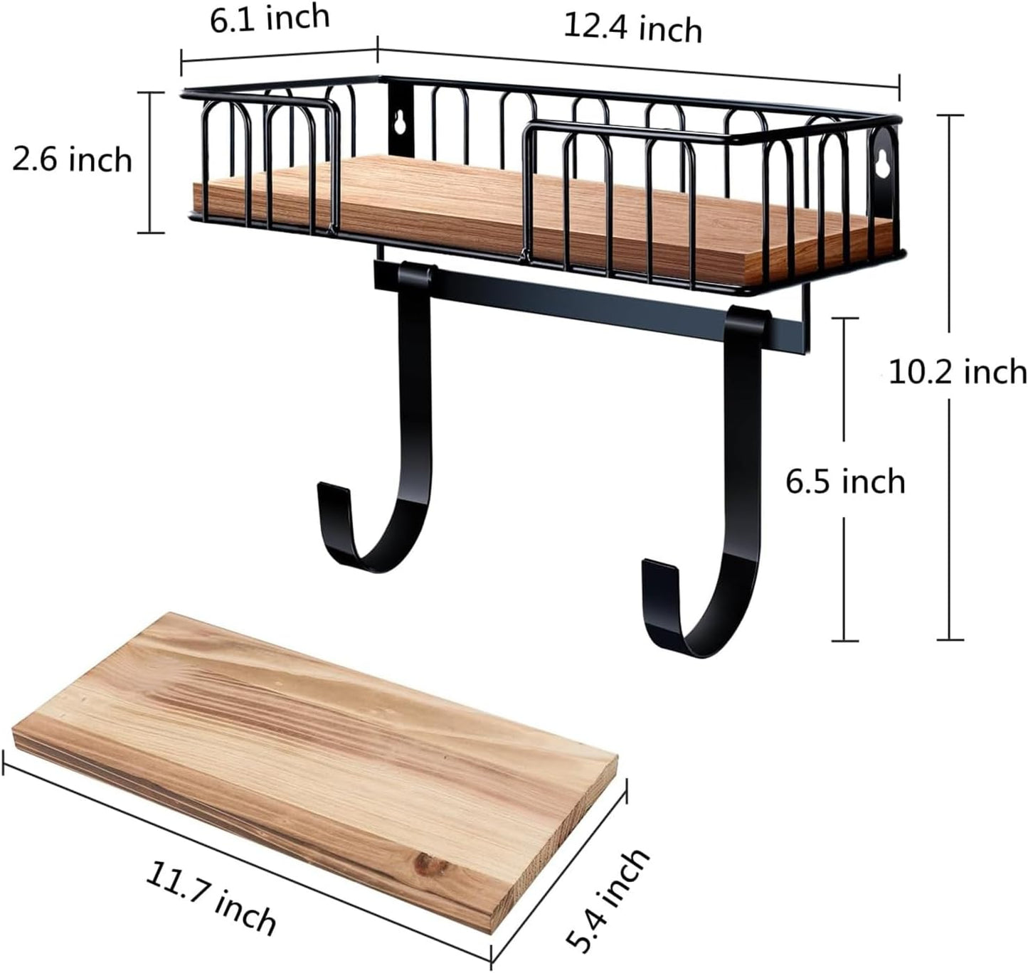 TJ.MOREE Ironing Board Hanger Metal Wall Mount Iron and Ironing Board Holder, Laundry Room Decor and Storage with Large Storage Black