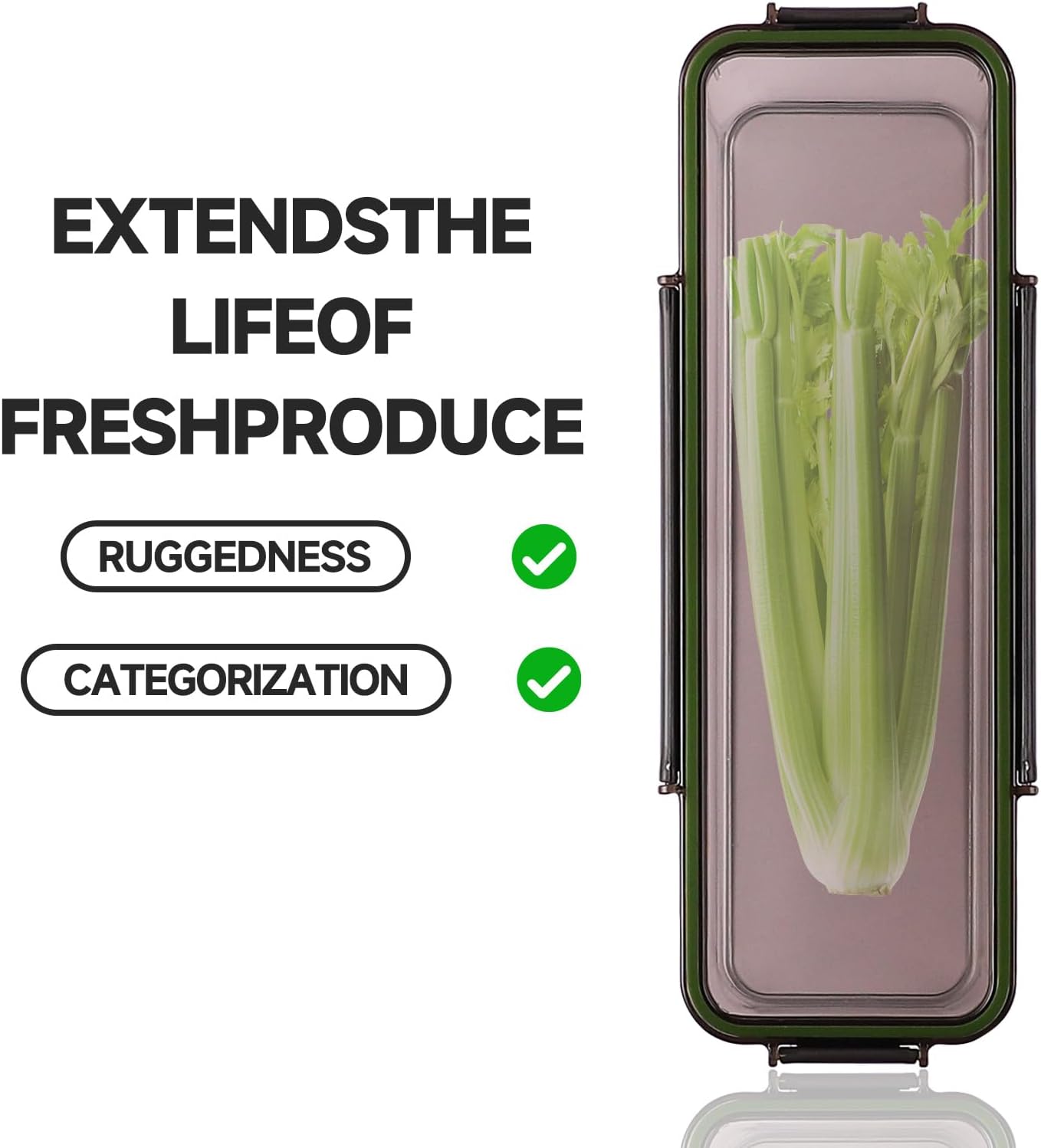 Celery Keeper for Refrigerator, Celery Storage Container with Lid, BPA-Free Long Plastic Fridge Storage Container for Fresh Celeries, Easy to Clean and Leak Proof, Food Storage Bins for Kitchen