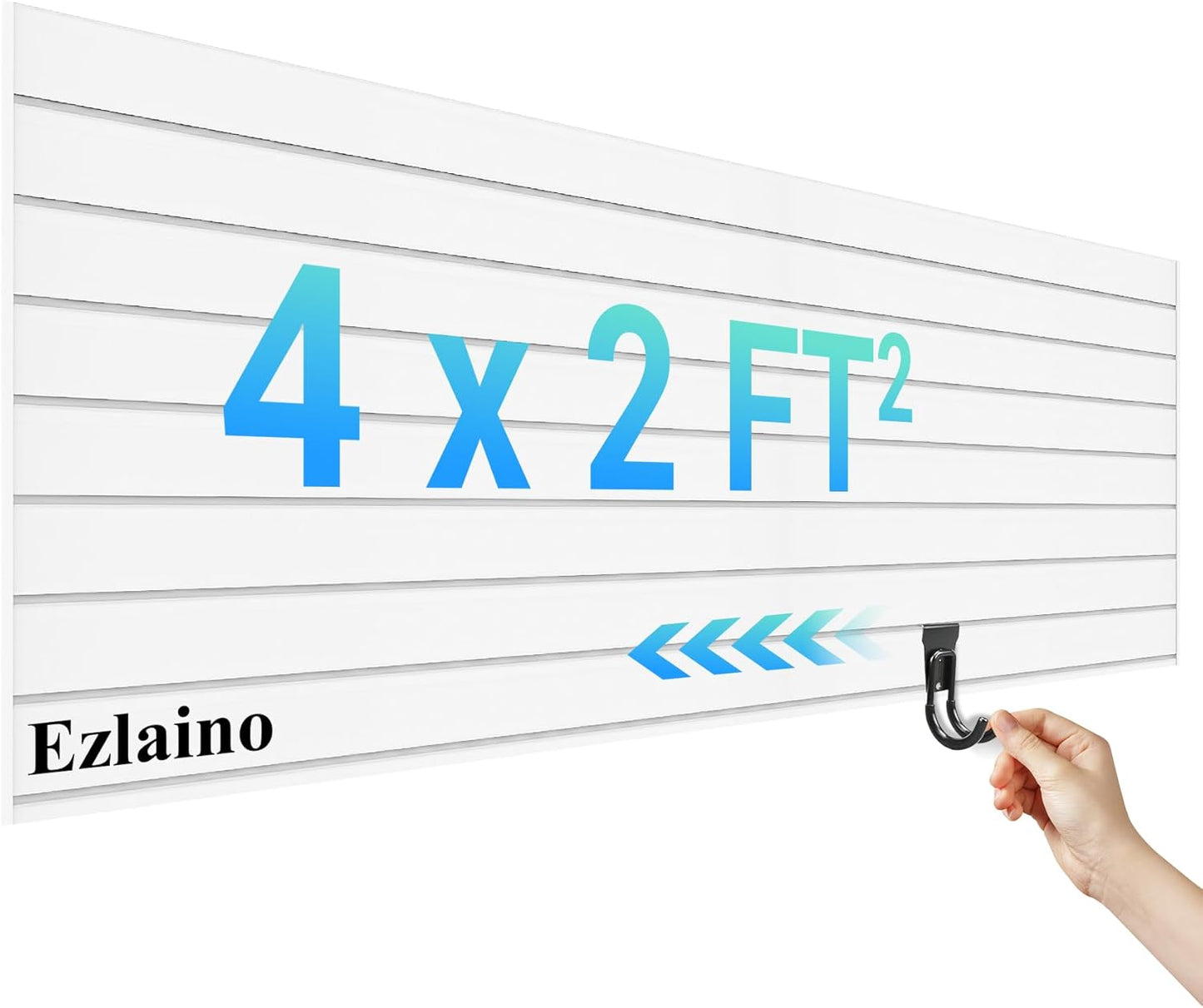 Ezlaino PVC Slat Wall Paneling 4FT x 2FT, Thickened & Durable, Waterproof, Versatile | Fits Most Slatwall Accessories (Not Included) | Ideal for Garage, Home & Store Organization, White