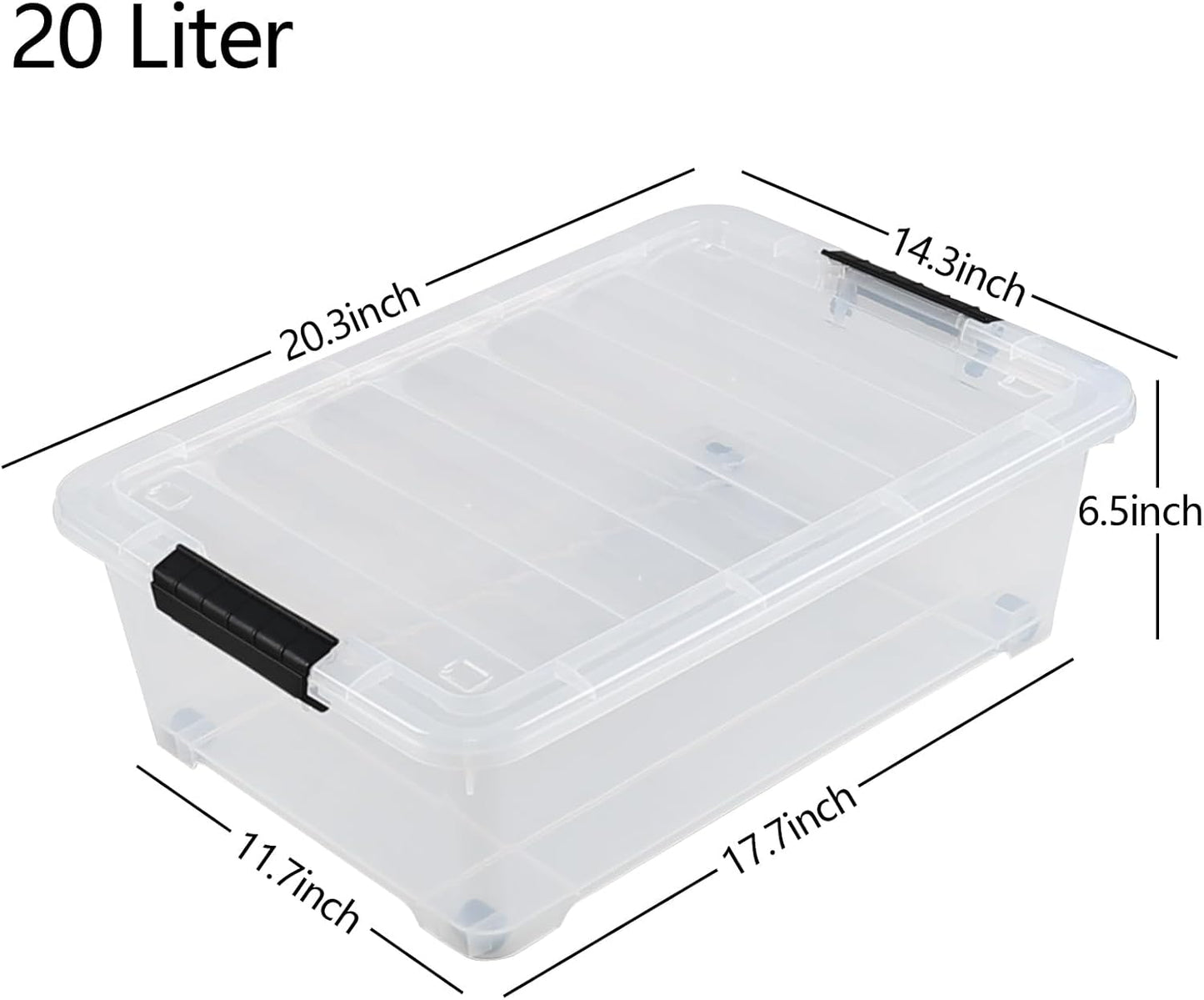 Gloreen 20 Quart Lidded Storage Bins with Wheels, Clear Plastic Under Bed Storage Boxes, 3 Pack