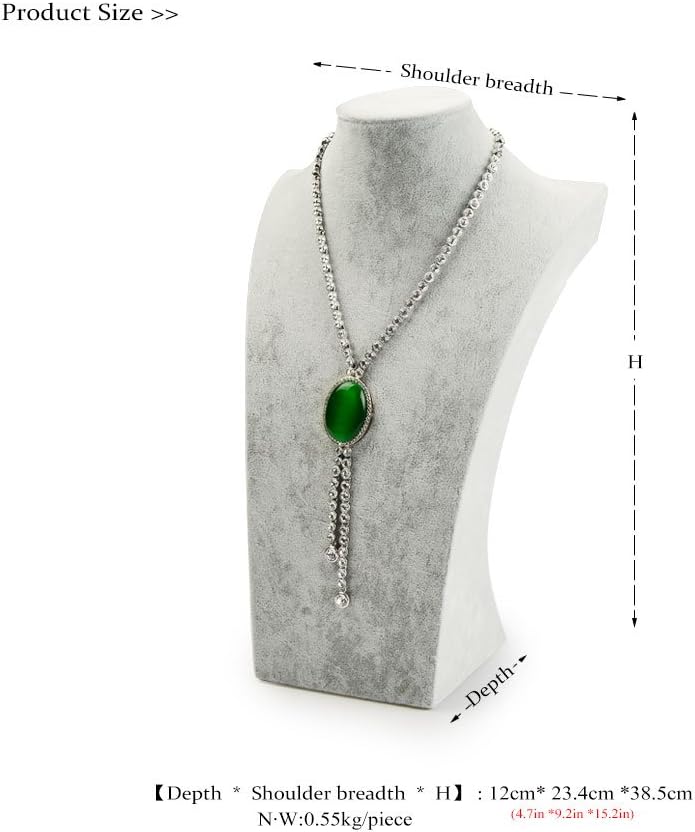 Oirlv Velvet 3-Dimensional Jewelry Stand Necklace Pendant Chain Jewelry Bust Display Holder (H15.16)