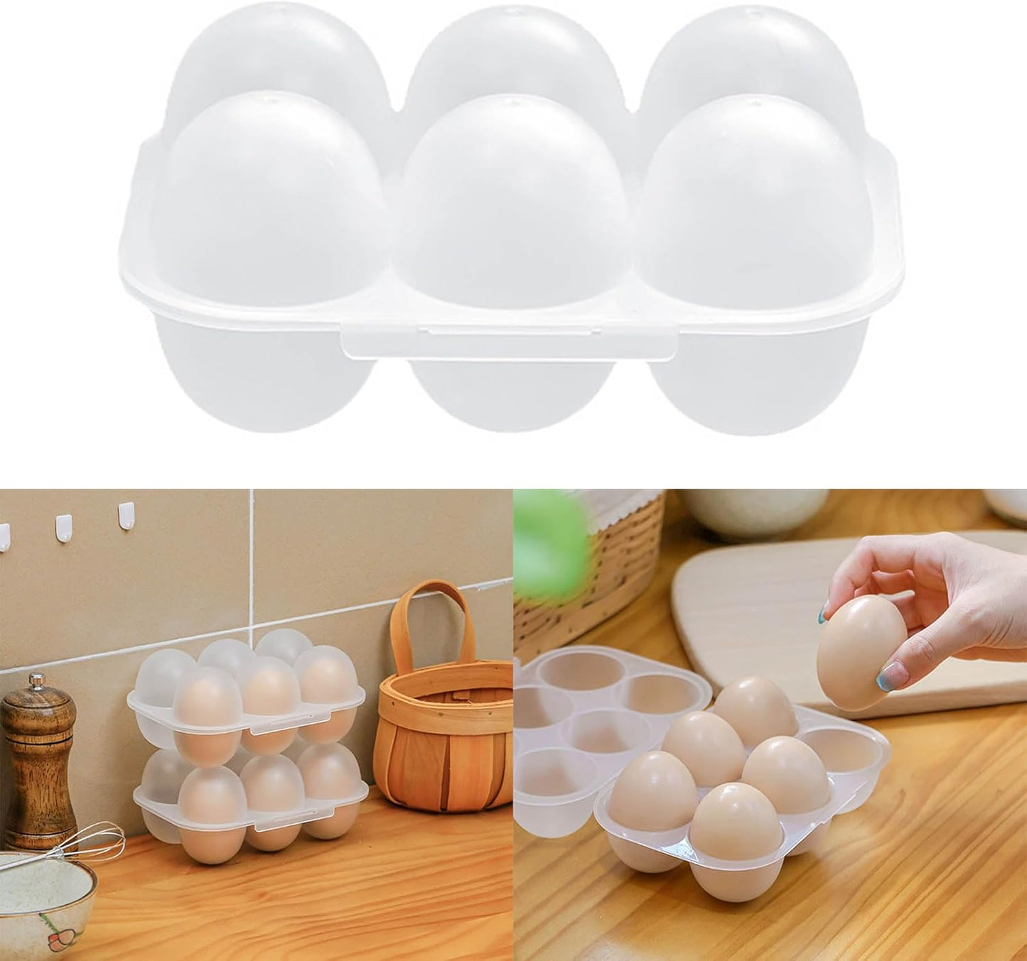 6 Grid Egg Holder Container Portable Carrier Box Hard Shell Storage Case With Lid For Camping Picnic And Travel Kitchen Organization