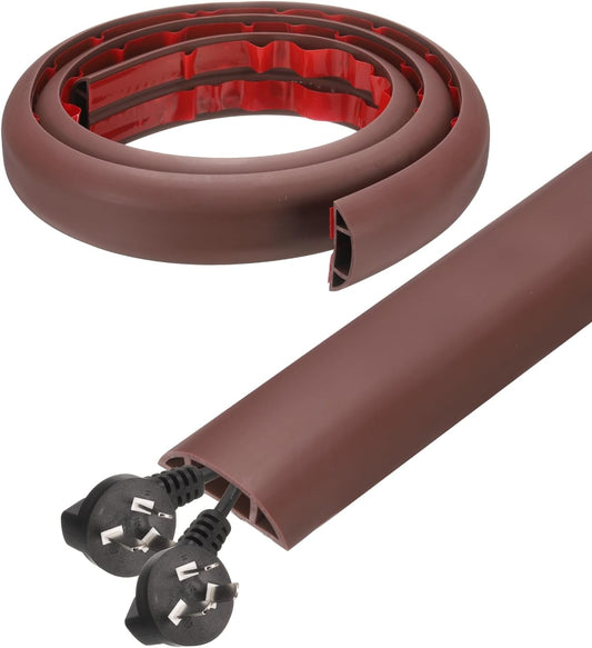 HARFINGTON 4ft Cord Cover Floor W0.6 x H0.33 Inner Channel PVC Hide Extension Cable Floor Wire Hider Wire Covers Protector for Prevent Cable Trips Cables Management, Coffee