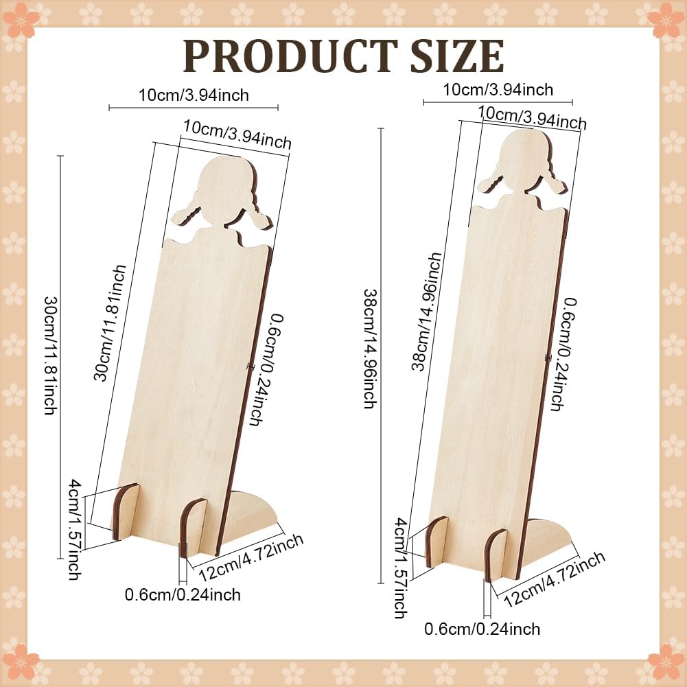 PH PandaHall 2pcs Wood Hair Clip Display Stand 2 Sizes Hairband Holder Racks Wooden Headband Storage Display Board Cute Hair Tie Necklace Holders for Headband Hair Accessories Organizer Dresser