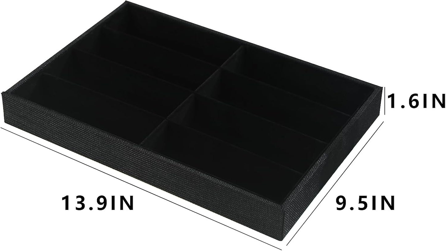 Julysky Sunglass Organizer Tray,8 Grids Watch Holder Display Jewelry Tray for Drawer, Jewelry Display Organizer Tray Box for Men （Black