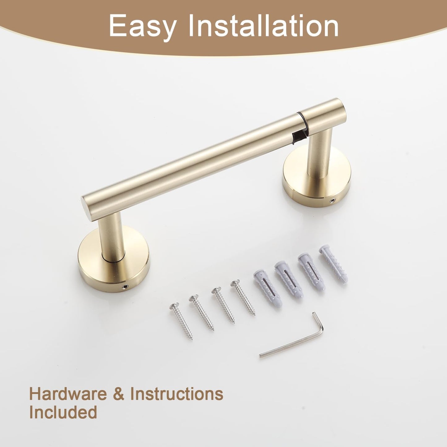 BGL Toilet Paper Holder Brushed Gold Wall Mount, Bathroom Toilet Paper Holder Brushed Nickel SUS 304 Stainless Steel, Double Post Pivoting Toilet Paper Roll Holder for Bathroom RV