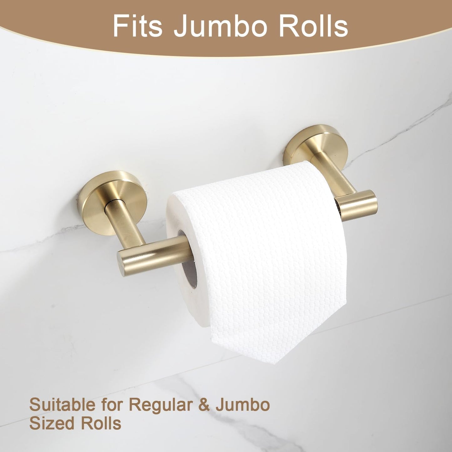 BGL Toilet Paper Holder Brushed Gold Wall Mount, Bathroom Toilet Paper Holder Brushed Nickel SUS 304 Stainless Steel, Double Post Pivoting Toilet Paper Roll Holder for Bathroom RV