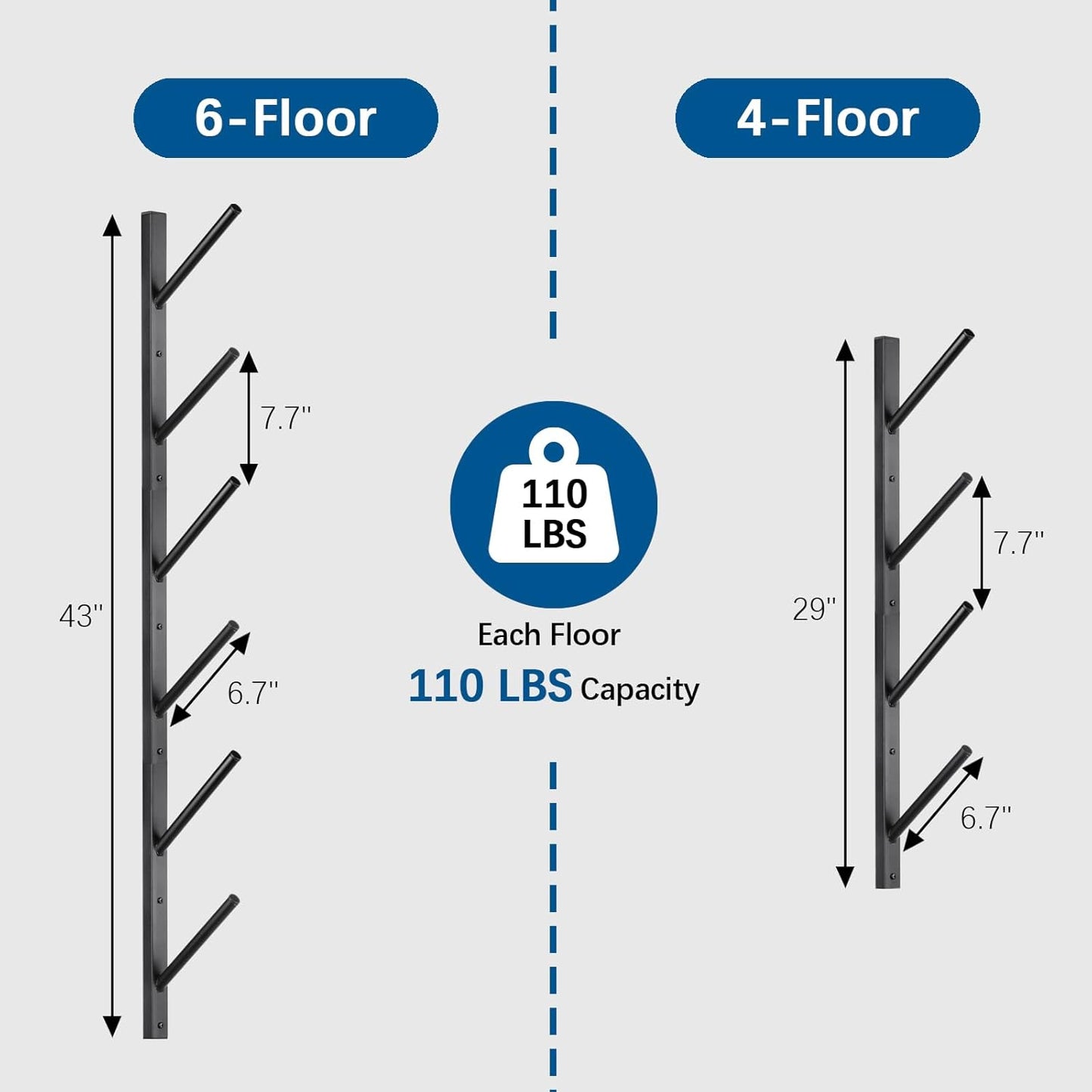 Skateboard Rack Wall Mount – Skateboard Wall Hanger, Snowboard Display Wall Mount, Ski Holder | 4-Floor Skateboard & Ski & Snowboard Storage Rack | Snowboard & Ski Lover Gifts
