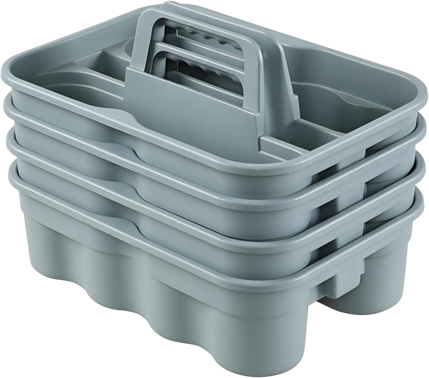 Plastic Cleaning Supplies Caddy with Handle, 4 Pack Storage Caddy, Gray