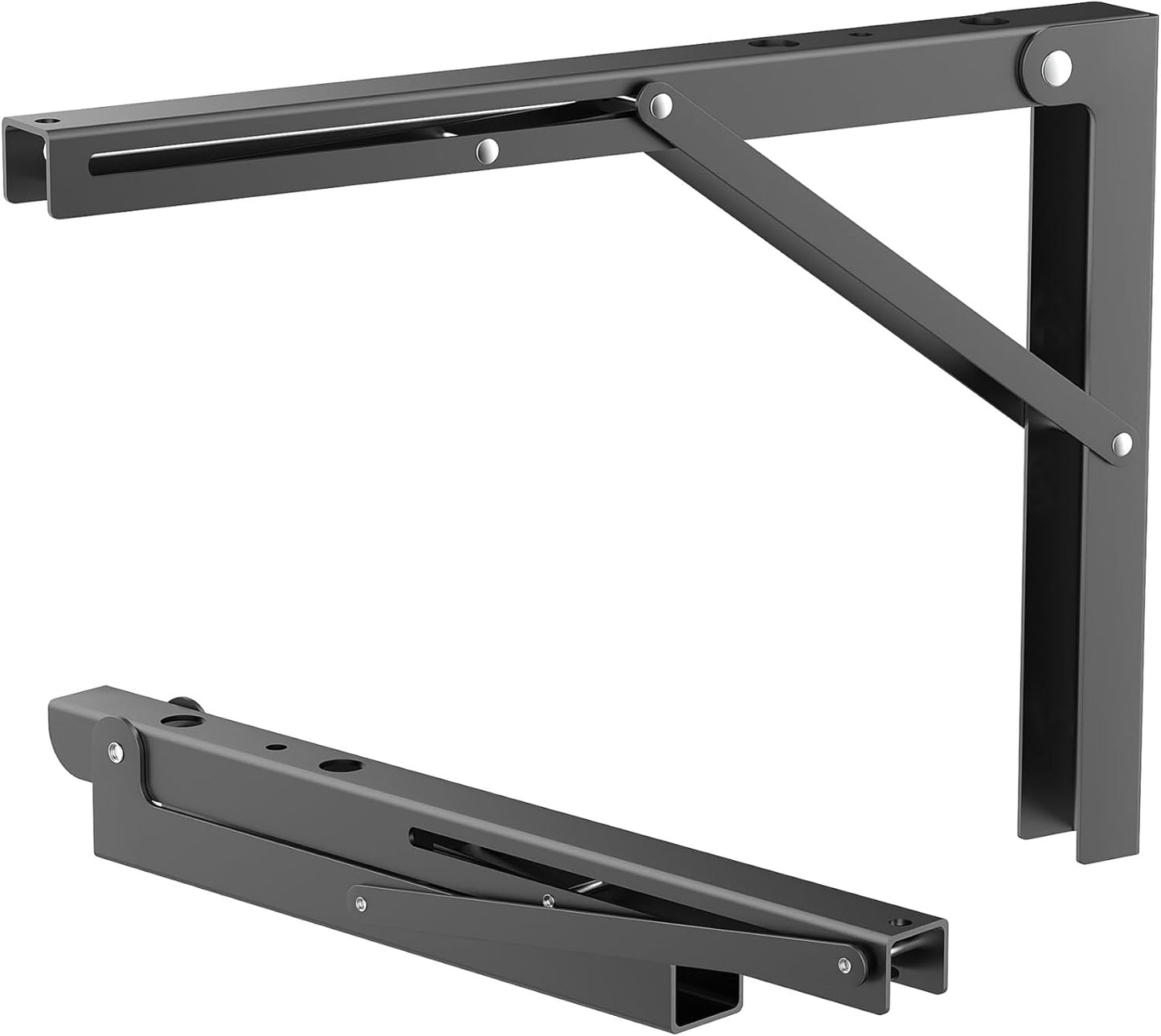 TORACK 16 inch Folding Wall Shelf Brackets, Space-Saving Collapsible Shelf Brackets for Garage, Kitchen, Laundry, Wall-Mounted Support Hinges for Workbench/Table