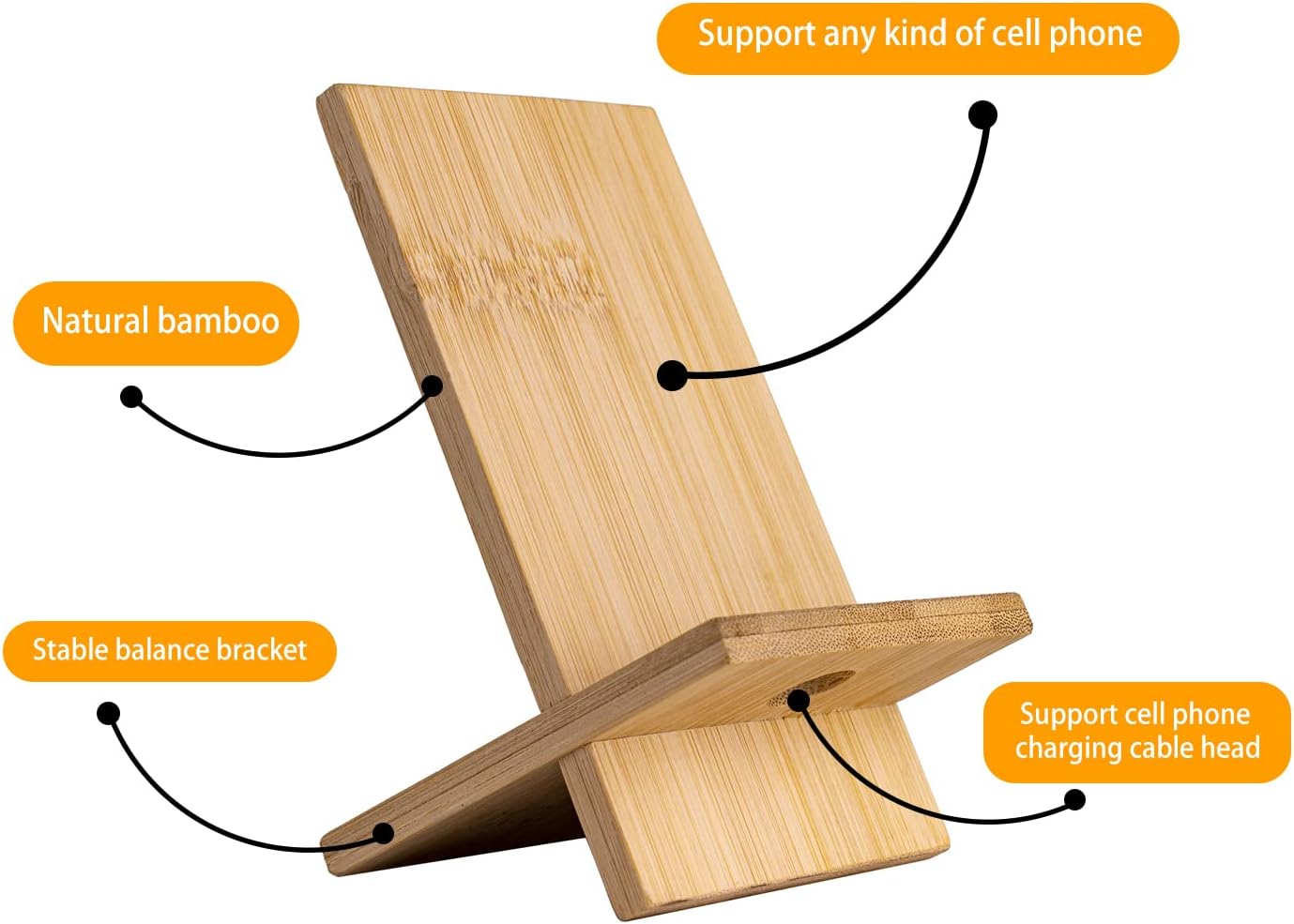 Bamboo Tablet Holder - Adjustable Folding iPad Stand with Charge Port for Desk or Cooking