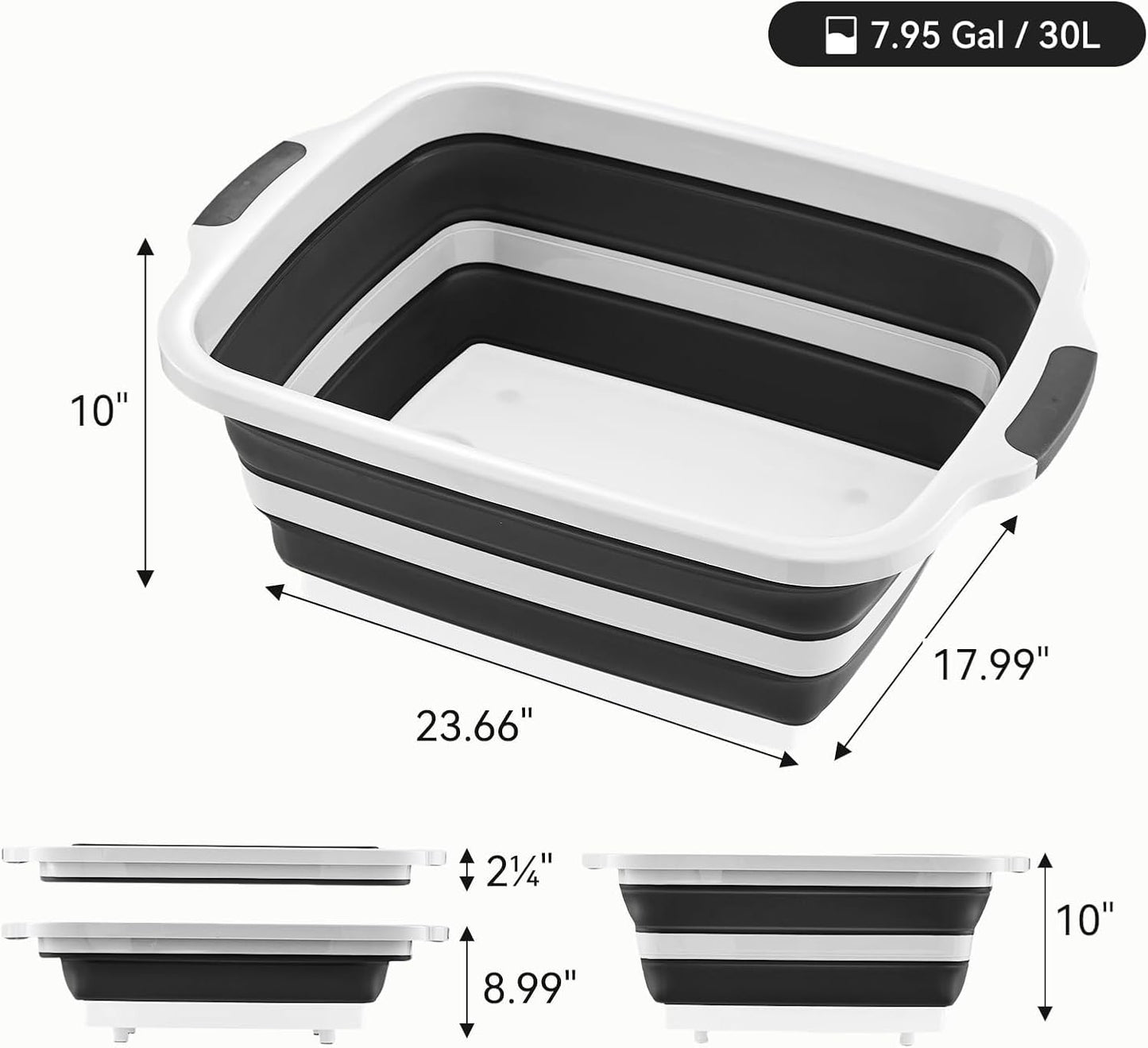 Collapsible BBQ Prep Tub with Cutting Board & Lid – 7.95 Gal / 30L Space-Saving Food Container – BPA-Free Heavy-Duty Plastic, Dishwasher Safe with Drain Hole – Offset Smoker, Backyard & Grilling