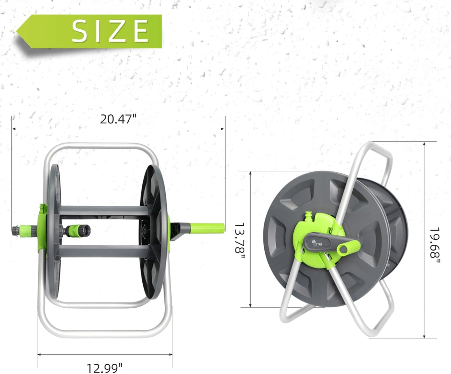 Garden Water Hose Reel Cart, Holds 65-100 Ft of 5/8 Inch, Wall Mounted Garden Hose Cart, Portable Hose Holder for Convenient Hose Storage and Watering