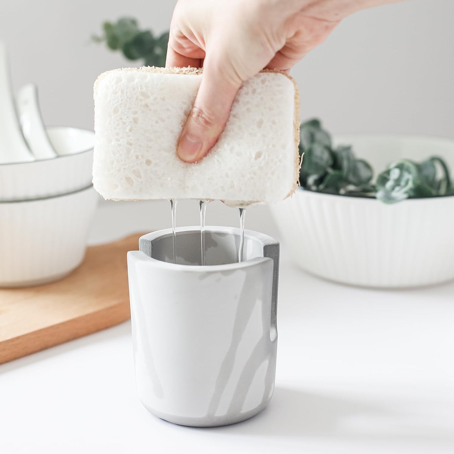 Selegna Diatomite Stone Kitchen Sink Organizer and Drying Caddy - Fast Absorbing, Quick Dry - Light Grey, Large