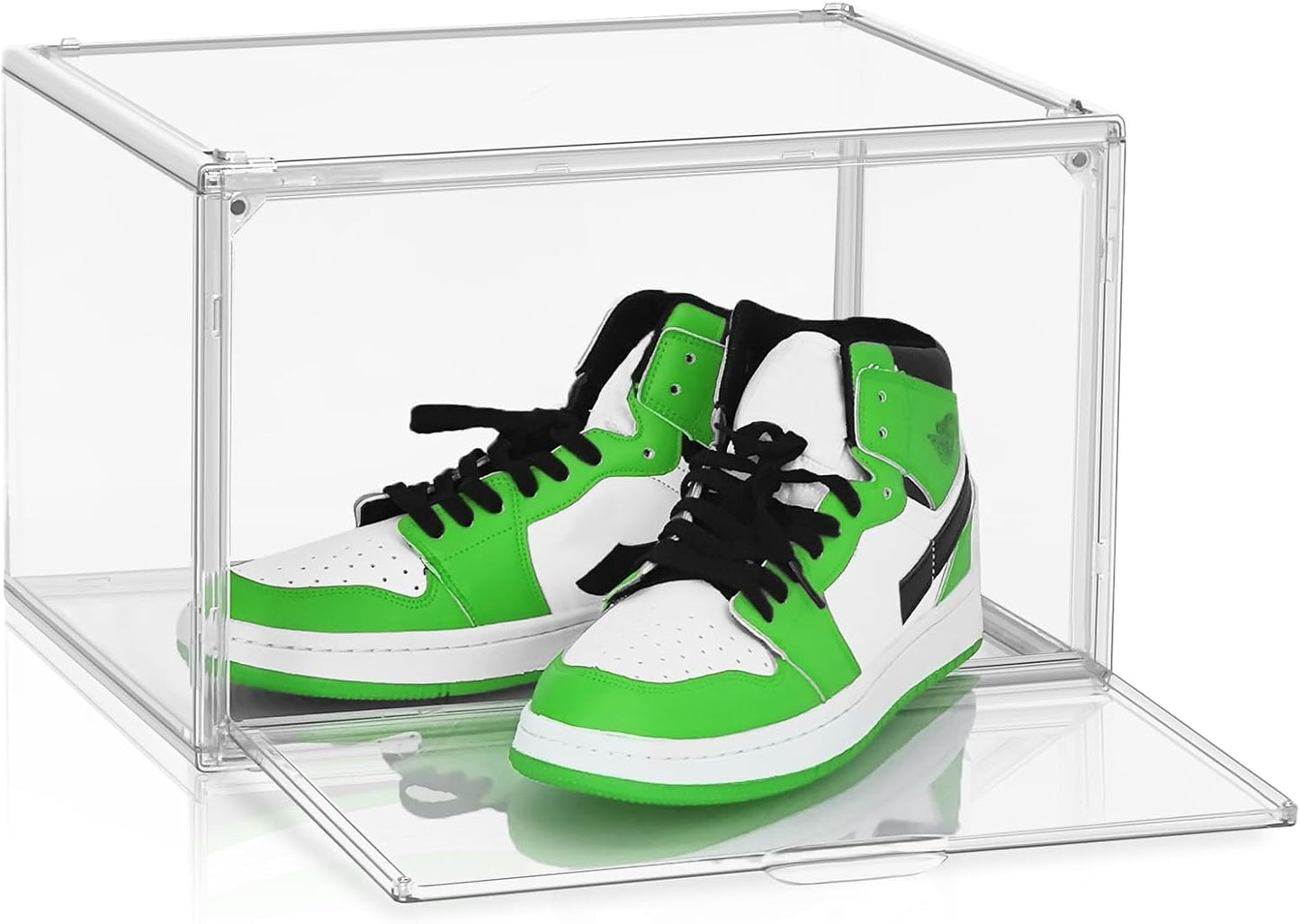 Size 14 Acrylic Sneaker Shoe Display Case Transparent Shoe Box Storage Bins Clear Plastic Stackable Boot Handbag Organizer Containers with Lids for Shoes, Figure, Collectible, Purse, 1Pack