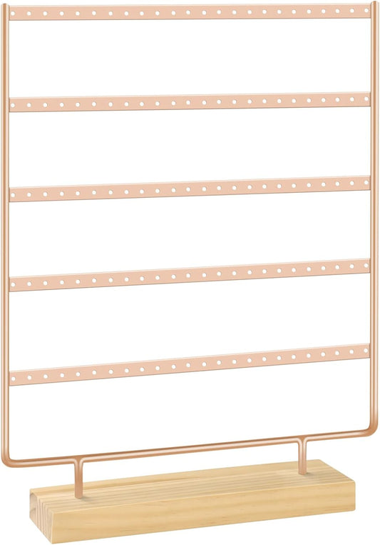 Earring Holder Organizer, Ear Jewelry Tree Organizer for Women, Earring Hanger with 5 Tiers & 120 holes (Rose Gold)