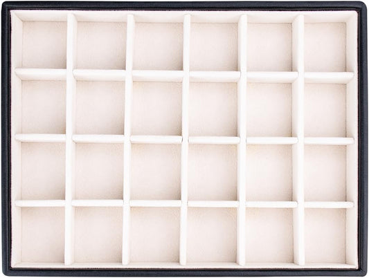 SANQIANWAN Leather Jewelry Organizer Trays Velvet Liner Storage Drawer Display Case Stackable Trays for Necklace,Rings and Earring (Black2)