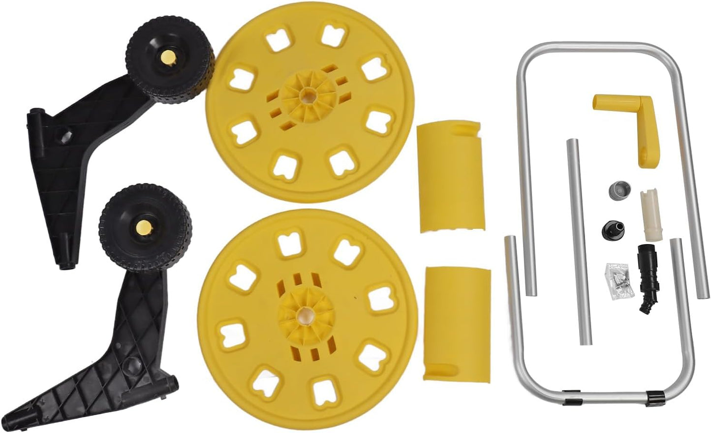 Garden Hose Reel Cart 60m Capacity - Heavy Duty Aluminum Portable with Wheels, Yellow for Large Gardens Lawns