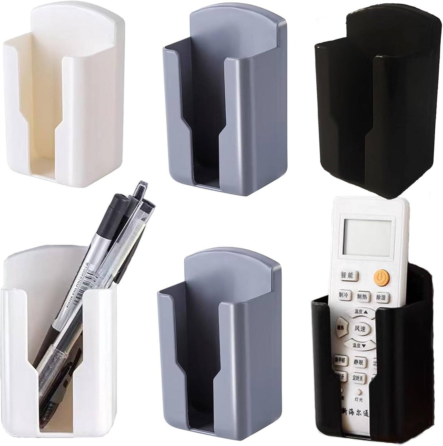 6pcs Remote Control Organizer Wall Adhesive Pen Holder for Home Office School Opening Design Easy Manipulate Clicker