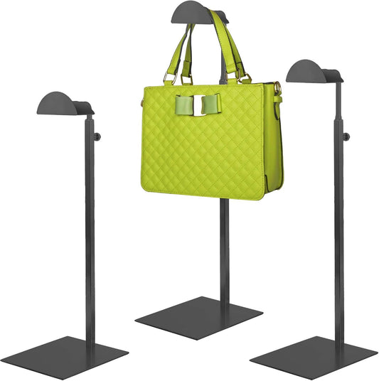 Purse Display Stands, 3 Pack Black Handbag Display Stand Stainless Steel Purse Display Rack Adjustable Height Bag Display Stand Holder Anti-fingerprint for Retail Boutiques Commercial Store
