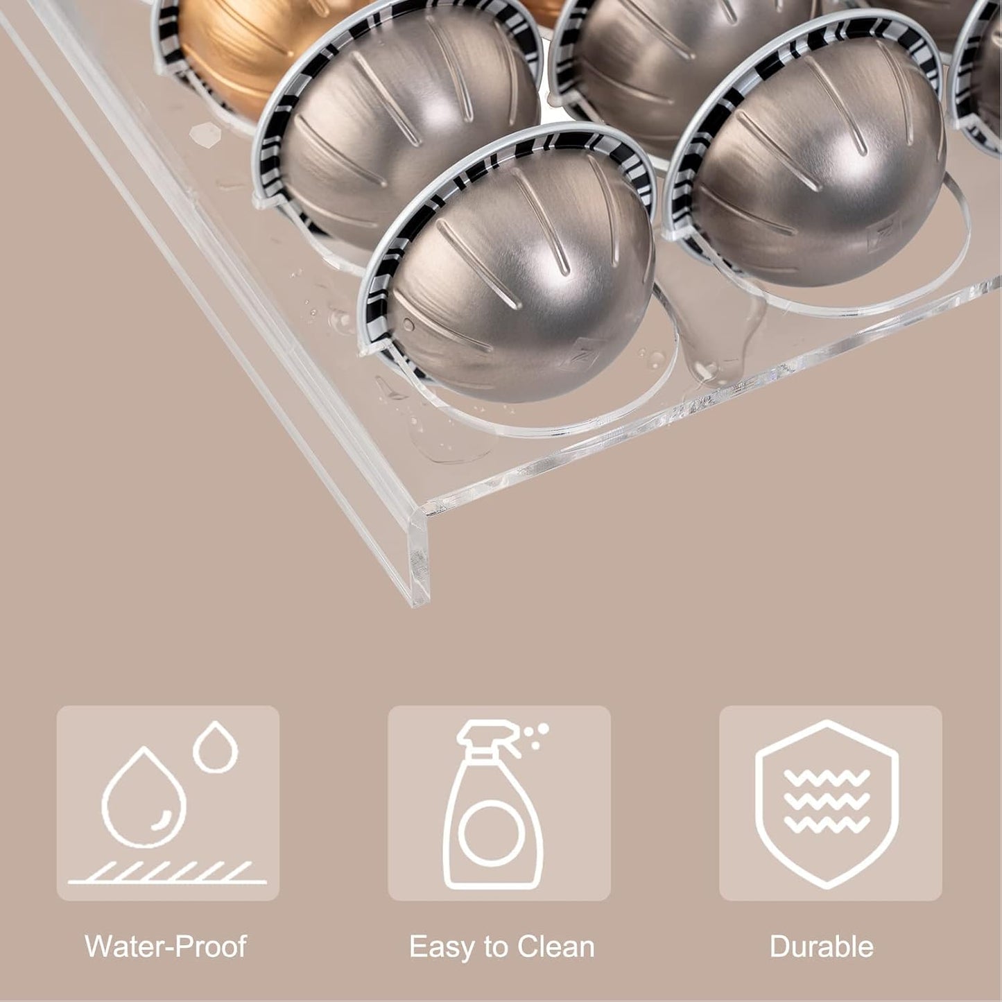 Eujgoov Coffee Capsule Storage Tray 25 Pods Holder Drawer with Sliding Design Space Saving