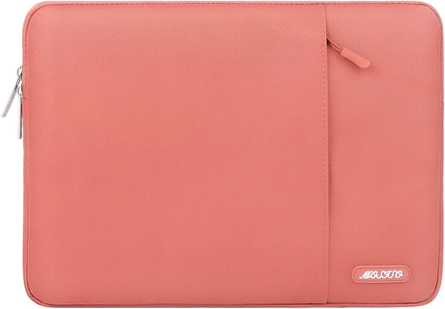 MOSISO Laptop Case 13.3 inch, 13-13.3 inch Laptop Sleeve Compatible with MacBook Air/Pro 13/Pro 14 M5 M4 M3 M2 M1, HP Dell ASUS Lenovo,Polyester Vertical Computer Sleeve Bag with Pocket, Coral
