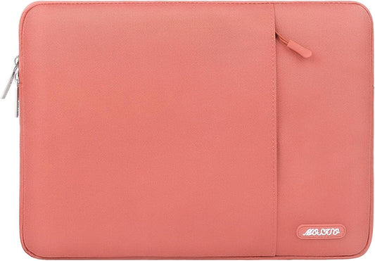 MOSISO Laptop Case 13.3 inch, 13-13.3 inch Laptop Sleeve Compatible with MacBook Air/Pro 13/Pro 14 M5 M4 M3 M2 M1, HP Dell ASUS Lenovo,Polyester Vertical Computer Sleeve Bag with Pocket, Coral