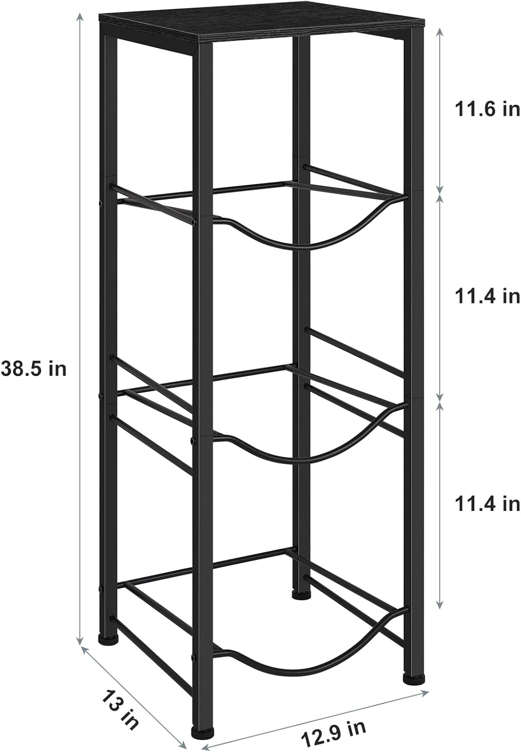 OYEAL Water Bottle Holder Organizer 5 Gallon Water Jug Stand with Shelves, 3-Tier Water Bottle Dispenser Stand for Kitchen Living Room Office, Black