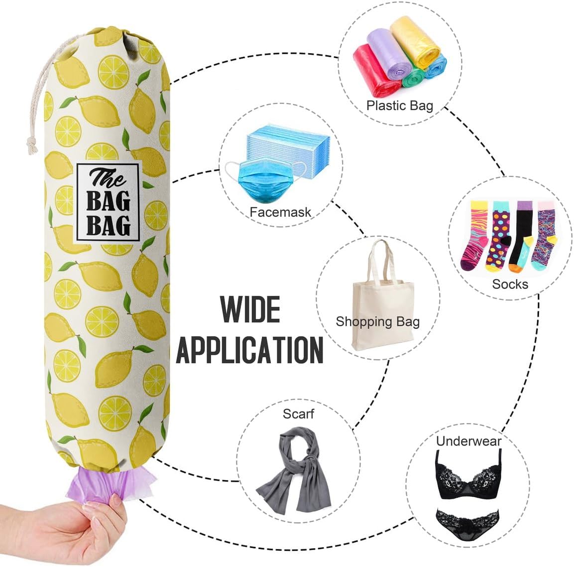 C-1 Lemon Grocery Bags Holder & Organizer - Wall Mount Plastic Bags Storage Container Dispenser - Kitchen Gifts For Women, Family & Friends