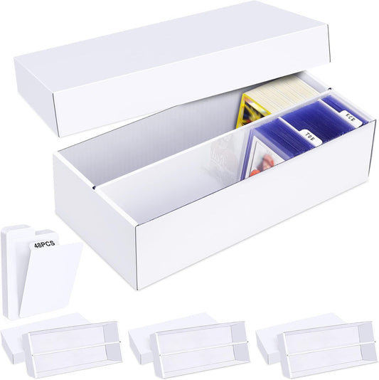 Trading Card Storage Box 4 Pack–1600 Count Cardboard Organizer with Dividers for MTG, TCG, Sports, Toploader