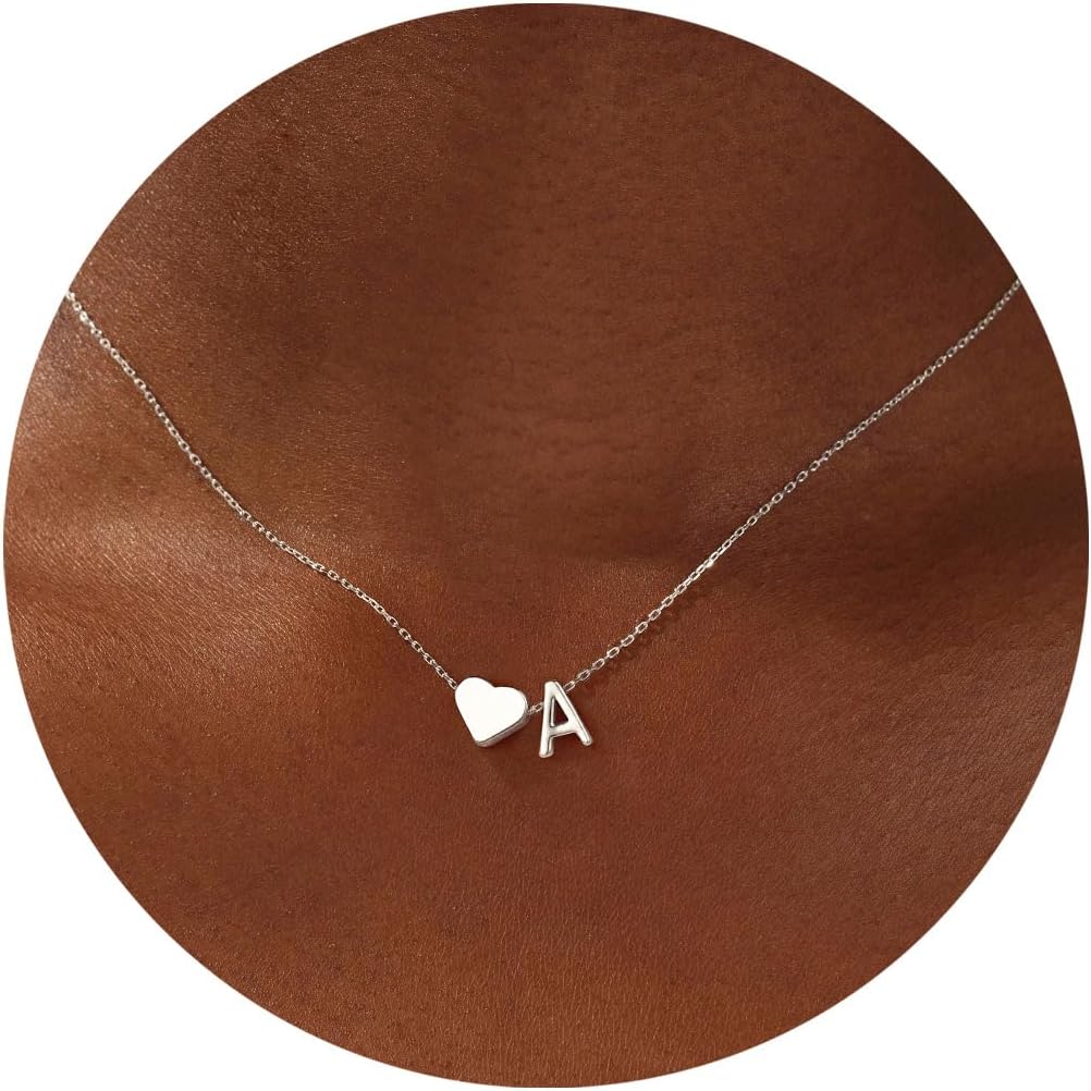 Turandoss Christmas Gifts for Grandkids - Dainty 18K Gold Plated Tiny Heart Initial A-Z Letter Pendant Necklace Stocking Stuffers for Teen Girls Jewelry